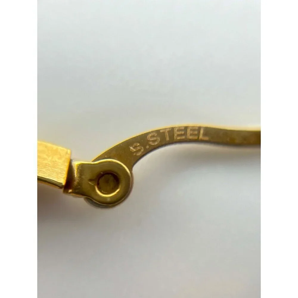 Gold Tone Stainless Steel Hoop Earrings‎ Medium Size Simple Classic Minimalist